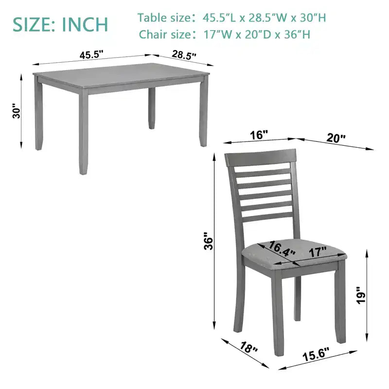 CLIHOME Ensemble de salle à manger moderne 5 pièces, table à manger rectangulaire en bois avec 4 chaises rembourrées pour cuisine, salle à manger