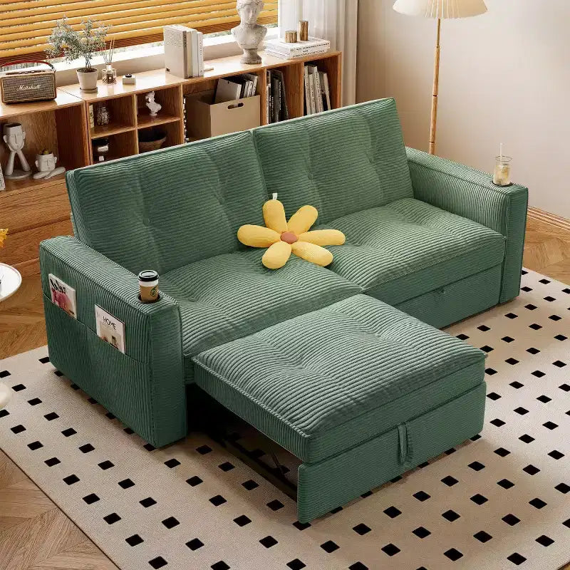 Canapé-lit convertible 73 po avec polyester de velours côtelé, causeuse inclinable pour salon, chambre d'amis ou appartement-Panipeachy
