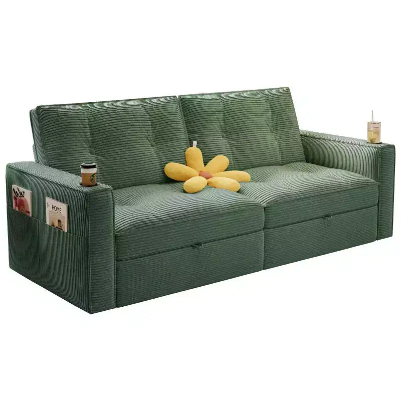 Canapé-lit convertible 73 po avec polyester de velours côtelé, causeuse inclinable pour salon, chambre d'amis ou appartement-Panipeachy