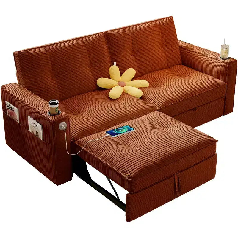 Canapé-lit convertible 73 po avec polyester de velours côtelé, causeuse inclinable pour salon, chambre d'amis ou appartement-Panipeachy