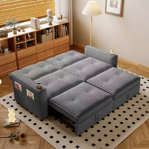 Canapé-lit convertible 73 po avec polyester de velours côtelé, causeuse inclinable pour salon, chambre d'amis ou appartement-Panipeachy