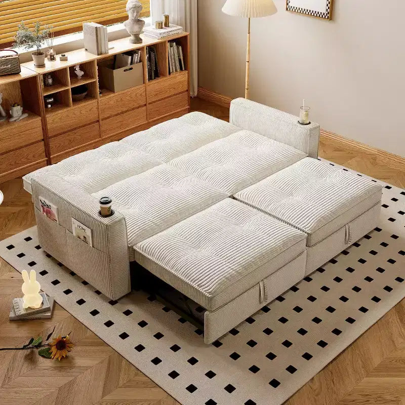 Canapé-lit convertible 73 po avec polyester de velours côtelé, causeuse inclinable pour salon, chambre d'amis ou appartement-Panipeachy