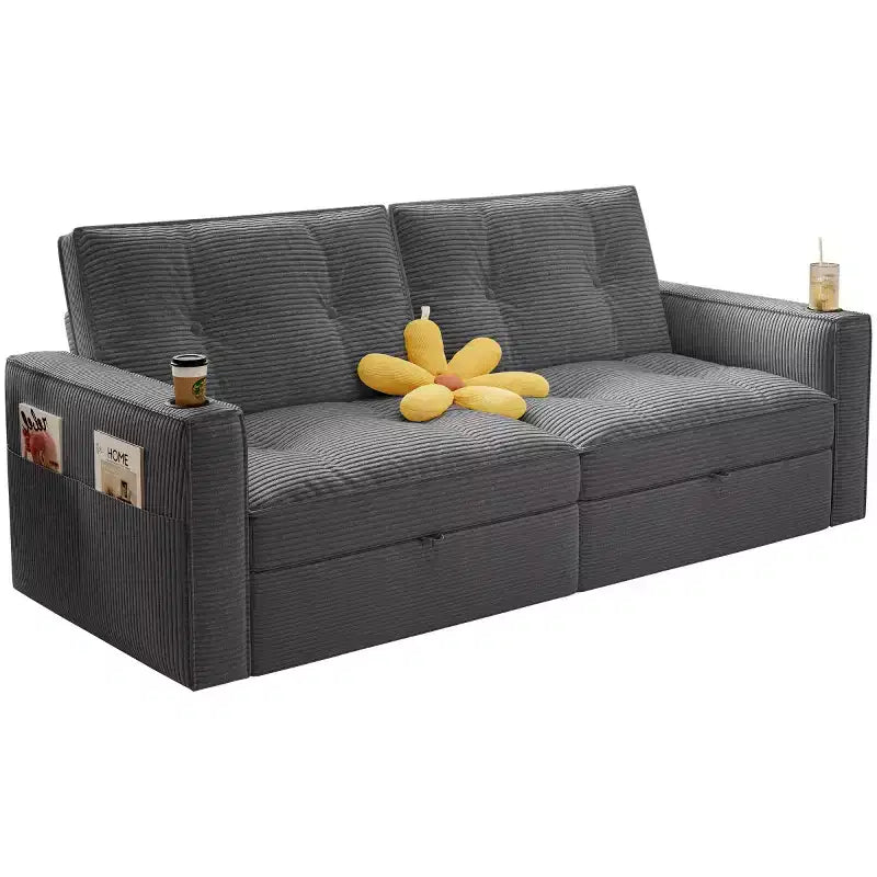 Canapé-lit convertible 73 po avec polyester de velours côtelé, causeuse inclinable pour salon, chambre d'amis ou appartement-Panipeachy