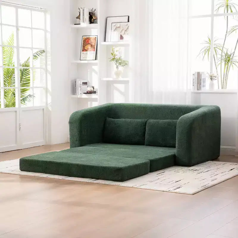 Canapé convertible 2 en 1 moderne avec oreillers, canapé-lit pliant en chenille pour salon ou chambre d'amis - Panipeachy