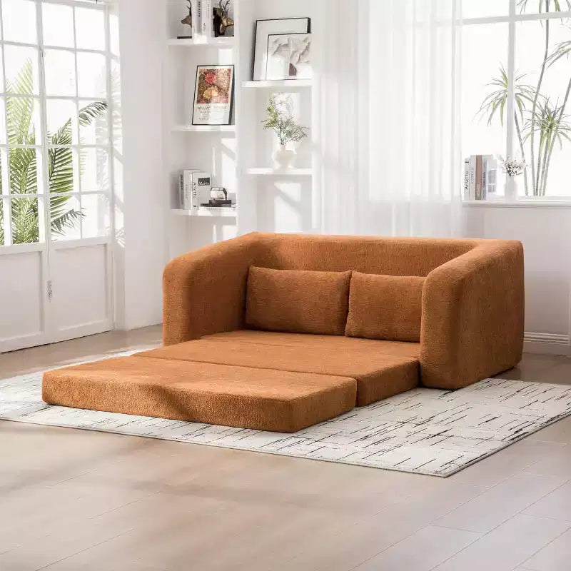 Canapé convertible 2 en 1 moderne avec oreillers, canapé-lit pliant en chenille pour salon ou chambre d'amis - Panipeachy