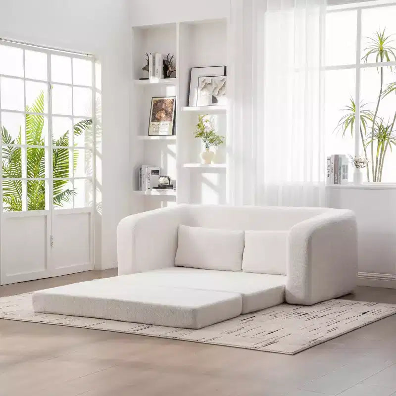 Canapé convertible 2 en 1 moderne avec oreillers, canapé-lit pliant en chenille pour salon ou chambre d'amis - Panipeachy