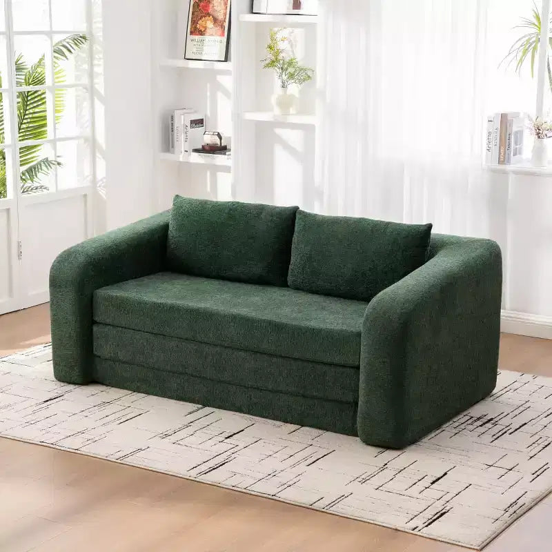 Canapé convertible 2 en 1 moderne avec oreillers, canapé-lit pliant en chenille pour salon ou chambre d'amis - Panipeachy