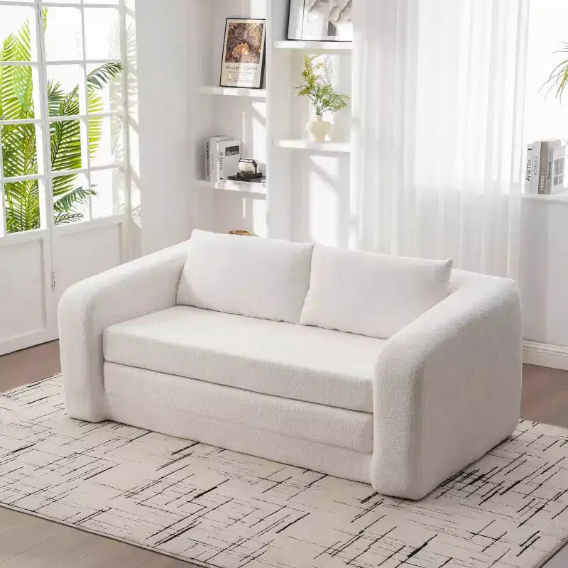 Canapé convertible 2 en 1 moderne avec oreillers, canapé-lit pliant en chenille pour salon ou chambre d'amis - Panipeachy