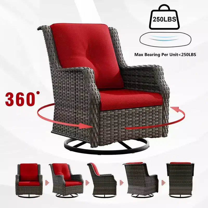 Ensemble d'extérieur 6 pièces UPTIOT avec chaises pivotantes, fauteuils, table d'appoint et brasero