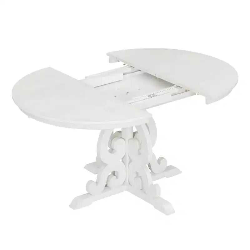 Ensemble de table de cuisine style ferme pour 4 personnes, table à manger ronde extensible en bois et 4 chaises rembourrées, ensemble de salle à manger rétro pour cuisine