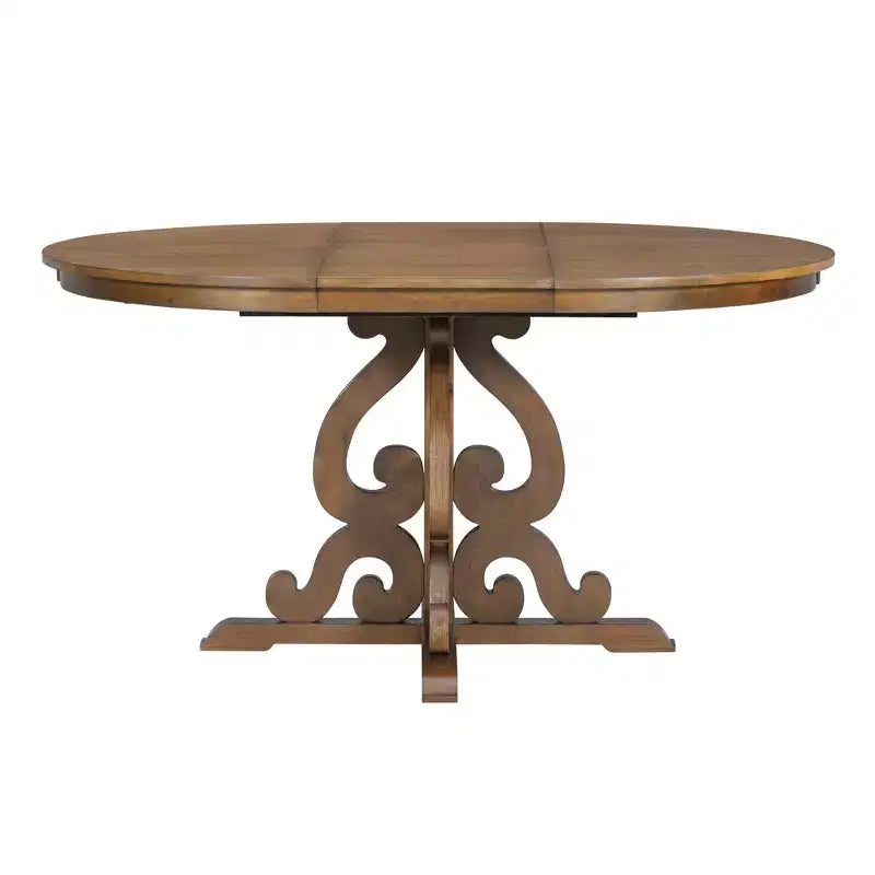 Ensemble de table de cuisine style ferme pour 4 personnes, table à manger ronde extensible en bois et 4 chaises rembourrées, ensemble de salle à manger rétro pour cuisine