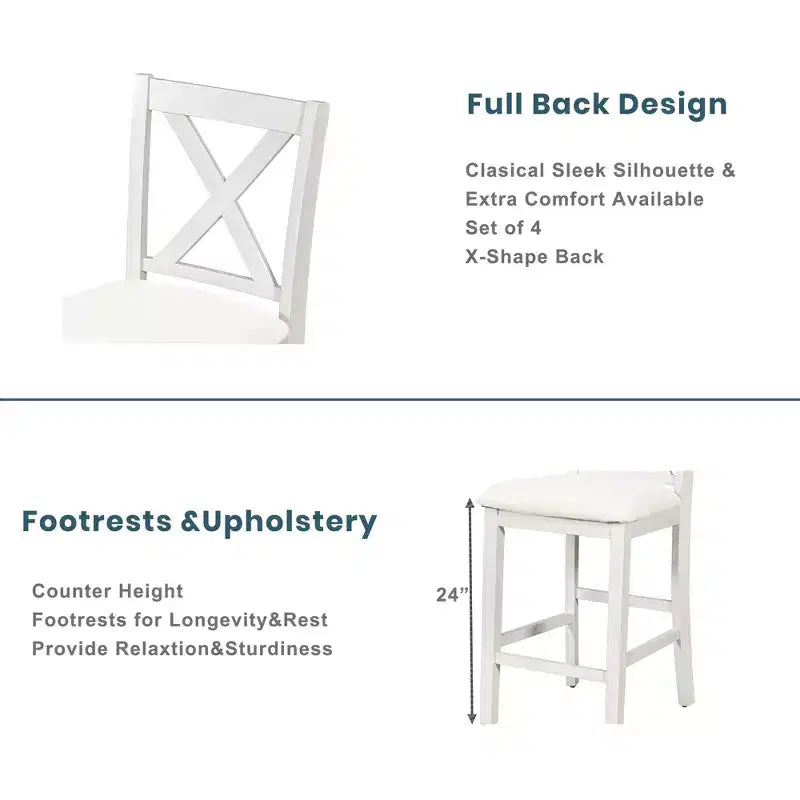 Ensemble de salle à manger à hauteur de comptoir pour 4 personnes, table de bar en bois avec étagère de rangement et 2 tabourets et 2 chaises pour petits espaces