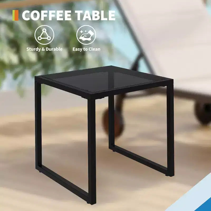 Ensemble de 3 chaises longues de patio CuisinSmart avec table d'appoint, chaises longues d'extérieur à roulettes, transats de piscine à dossier réglable