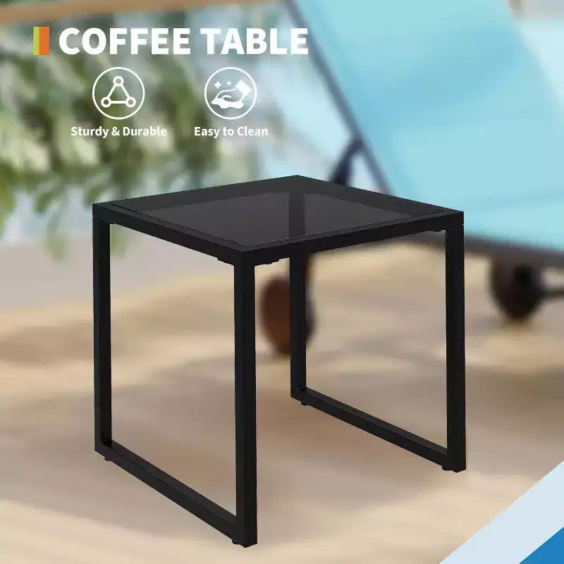 Ensemble de 3 chaises longues de patio CuisinSmart avec table d'appoint, chaises longues d'extérieur à roulettes, transats de piscine à dossier réglable