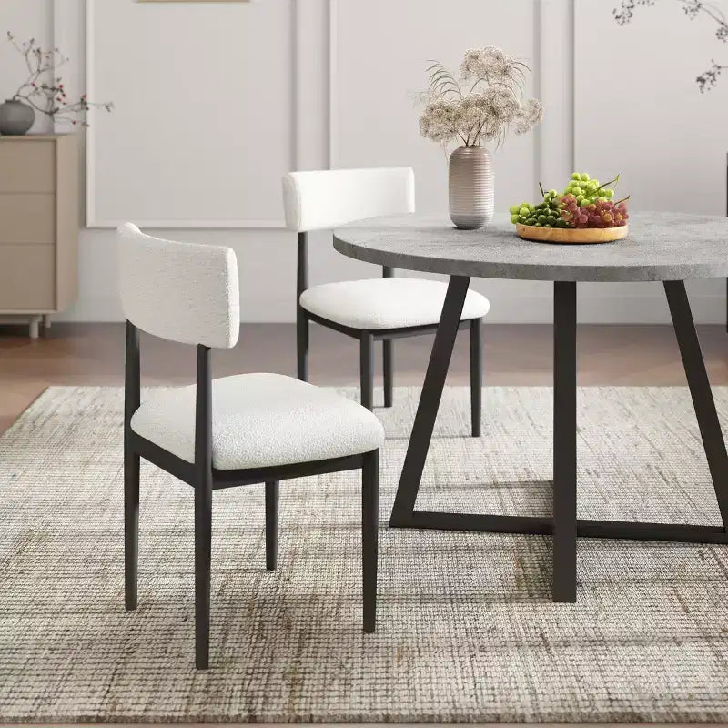 Ensemble de salle à manger 5 pièces Roundhill Furniture Edo, table ronde à tréteaux et 4 chaises rembourrées