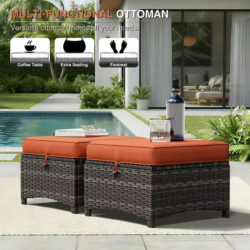 Ensemble de canapé d'extérieur tout temps UPTIOT avec ottoman convertible et table basse