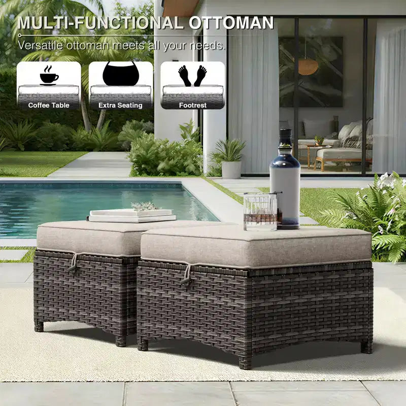 Ensemble de canapé d'extérieur tout temps UPTIOT avec ottoman convertible et table basse