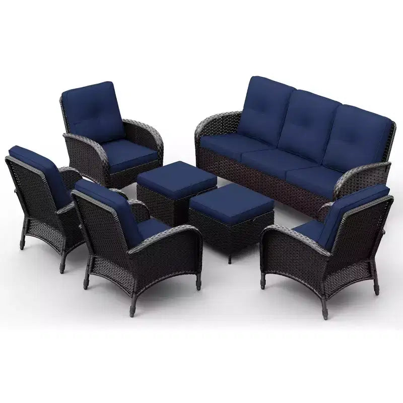 Ensemble de chaises pivotantes d'extérieur UPTIOT : 1 canapé, 4 chaises pivotantes, 2 poufs et conception tout temps