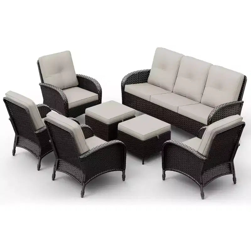 Ensemble de chaises pivotantes d'extérieur UPTIOT : 1 canapé, 4 chaises pivotantes, 2 poufs et conception tout temps