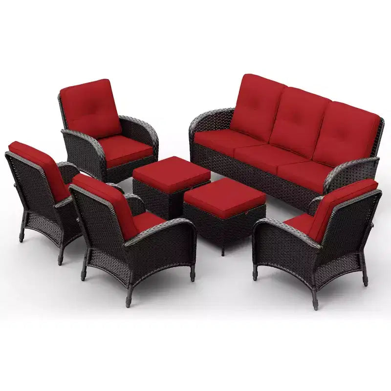 Ensemble de chaises pivotantes d'extérieur UPTIOT : 1 canapé, 4 chaises pivotantes, 2 poufs et conception tout temps
