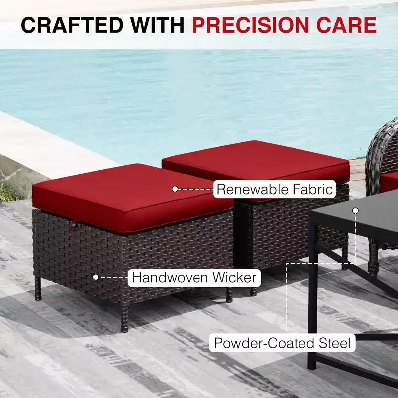 Ensemble de chaises pivotantes d'extérieur UPTIOT : 1 canapé, 4 chaises pivotantes, 2 poufs et conception tout temps
