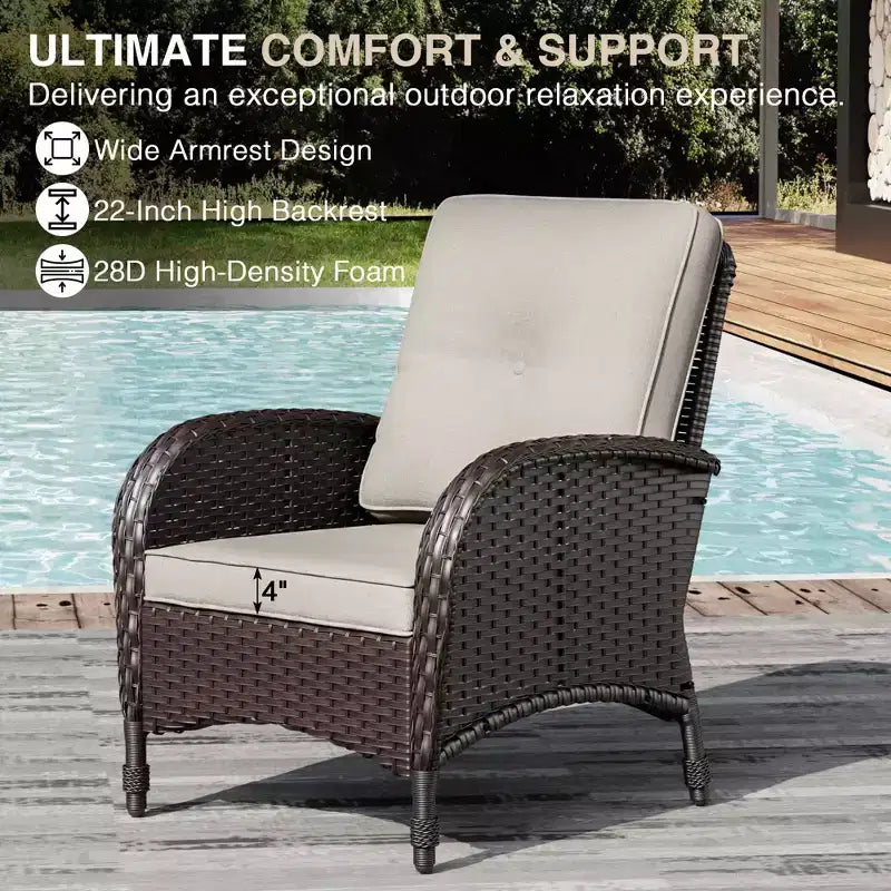 Ensemble de chaises pivotantes d'extérieur UPTIOT : 1 canapé, 4 chaises pivotantes, 2 poufs et conception tout temps