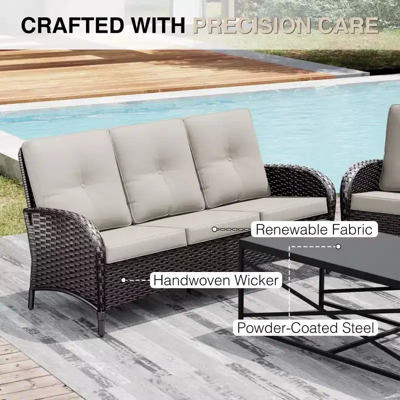 Ensemble de chaises pivotantes d'extérieur UPTIOT : 1 canapé, 4 chaises pivotantes, 2 poufs et conception tout temps