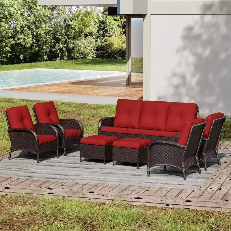 Ensemble de chaises pivotantes d'extérieur UPTIOT : 1 canapé, 4 chaises pivotantes, 2 poufs et conception tout temps