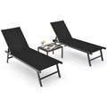 Costway 3pcs Patio Chaise Lounge Set Aluminum Recliner Chair Table Outdoor