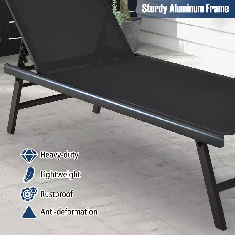 Ensemble de 3 chaises longues de patio Costway, fauteuil inclinable en aluminium avec table, extérieur