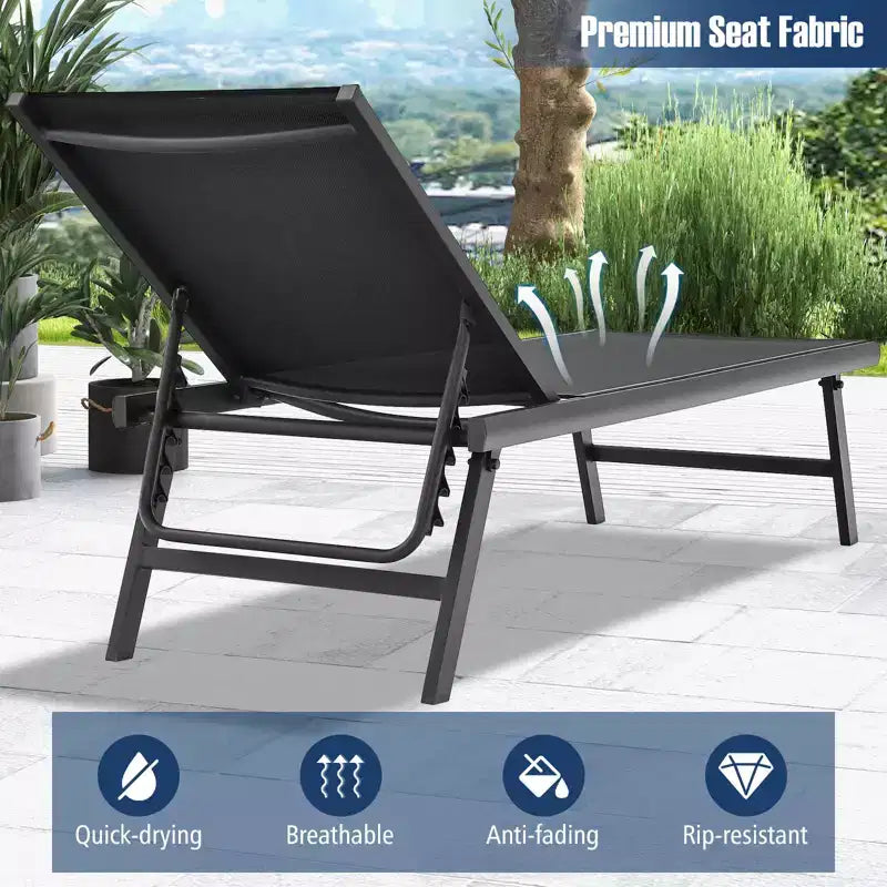 Ensemble de 3 chaises longues de patio Costway, fauteuil inclinable en aluminium avec table, extérieur