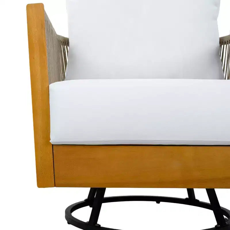 Christopher Knight Home Minh, ensemble de 3 chaises de patio pivotantes modernes en acacia avec design en corde et table à lattes