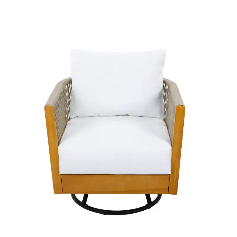 Christopher Knight Home Minh, ensemble de 3 chaises de patio pivotantes modernes en acacia avec design en corde et table à lattes