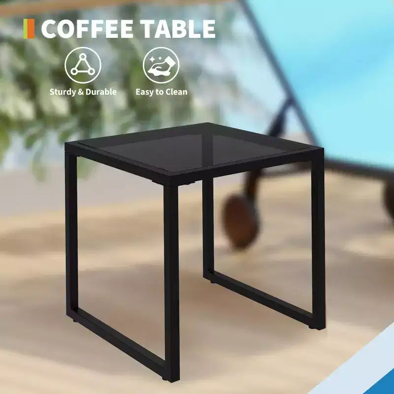 Ensemble de 3 pièces pour petit patio avec table d'appoint – Chaises longues réglables et roulettes pour piscine, terrasse et jardin