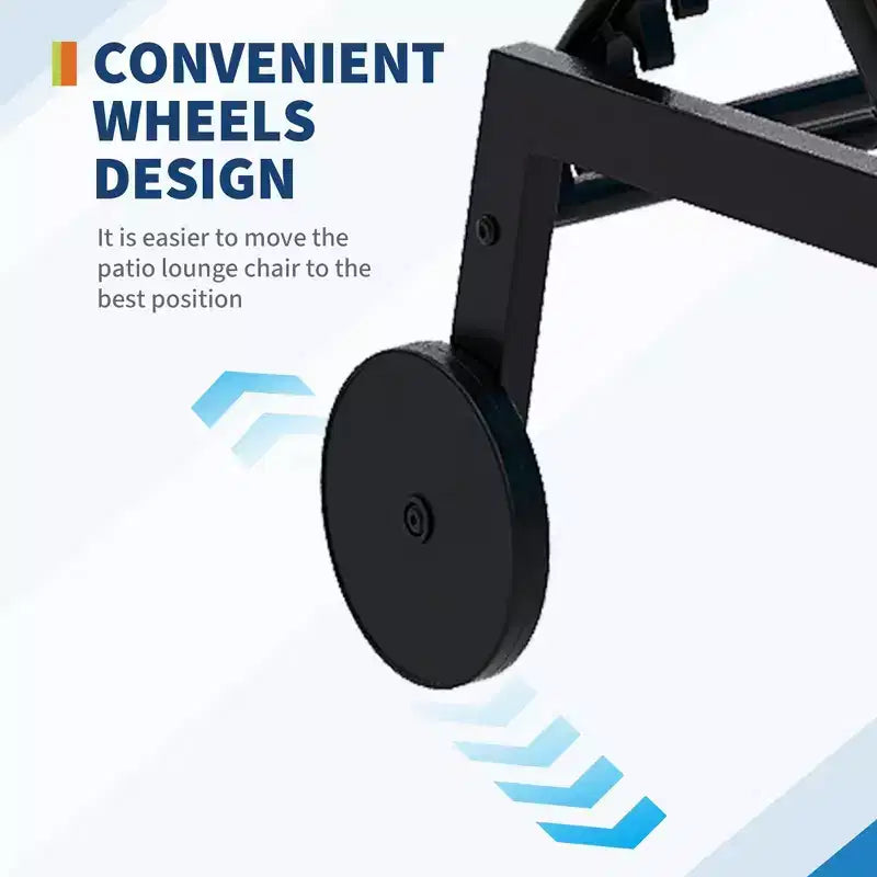 Ensemble de 3 pièces pour petit patio avec table d'appoint – Chaises longues réglables et roulettes pour piscine, terrasse et jardin