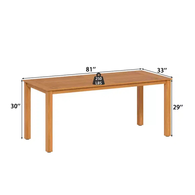 Ensemble table et chaises de salle à manger d'extérieur Famapy en grain de bois de teck naturel HDPE, table de patio résistante aux intempéries avec trou pour parasol, ensemble d'extérieur pour patio et jardin