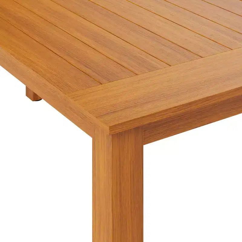 Ensemble table et chaises de salle à manger d'extérieur Famapy en grain de bois de teck naturel HDPE, table de patio résistante aux intempéries avec trou pour parasol, ensemble d'extérieur pour patio et jardin