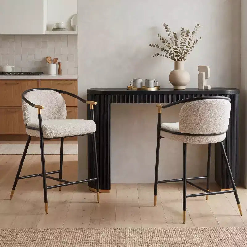 Christopher Knight Home Kun, ensemble de 3 tabourets de comptoir contemporains revêtus de bouclette avec table longue cannelée
