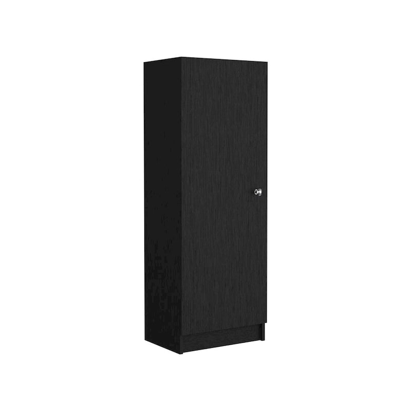 Kitchen Pantry 47 H, One Door Cabinet, Four Interior Shelves, Black