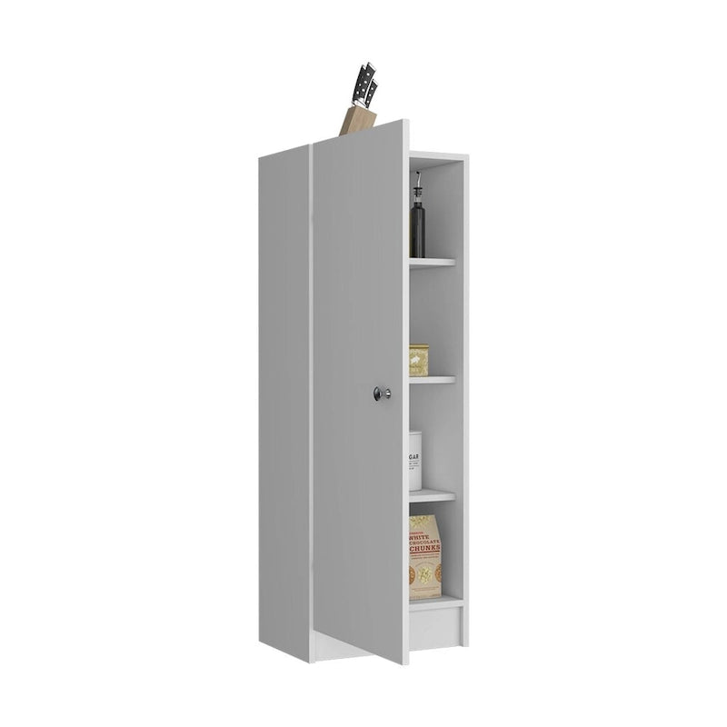 Kitchen Pantry 47 H, One Door Cabinet, Four Interior Shelves, Black