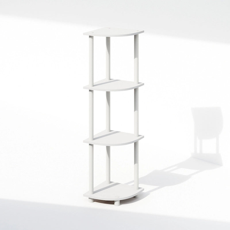 4-Tier Multipurpose Corner Shelf, Display Shelf, White/White