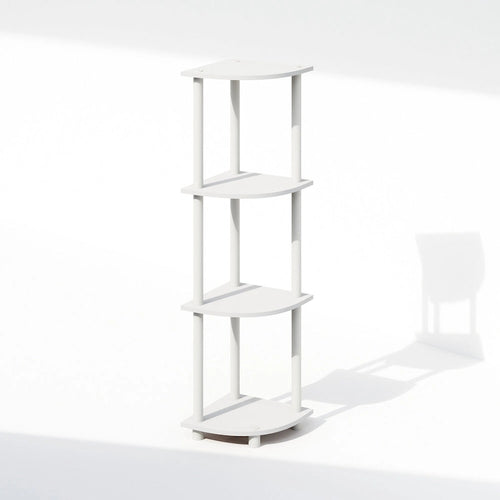 Furinno Turn-N-Tube 4-Tier Multipurpose Corner Shelf, Display Shelf, White/White