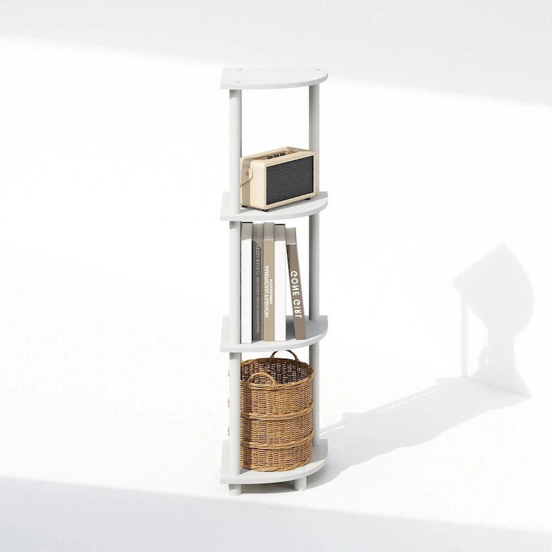 4-Tier Multipurpose Corner Shelf, Display Shelf, White/White