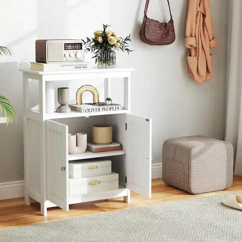 Bathroom Floor Cabinet Freestanding Storage Organizer with 2 - See Details