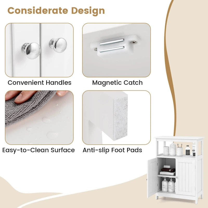 Bathroom Floor Cabinet Freestanding Storage Organizer with 2 - See Details