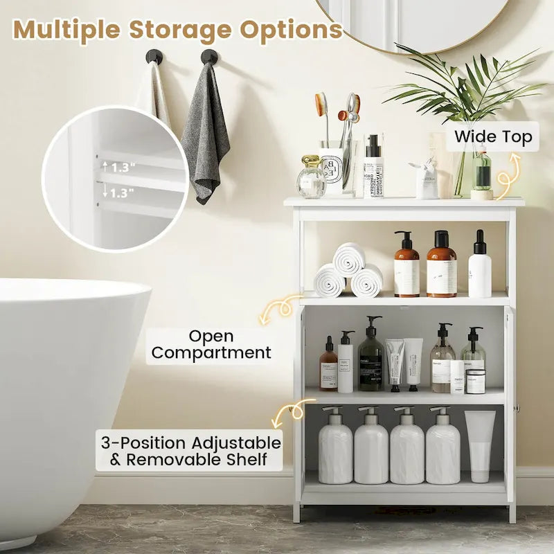 Bathroom Floor Cabinet Freestanding Storage Organizer with 2 - See Details