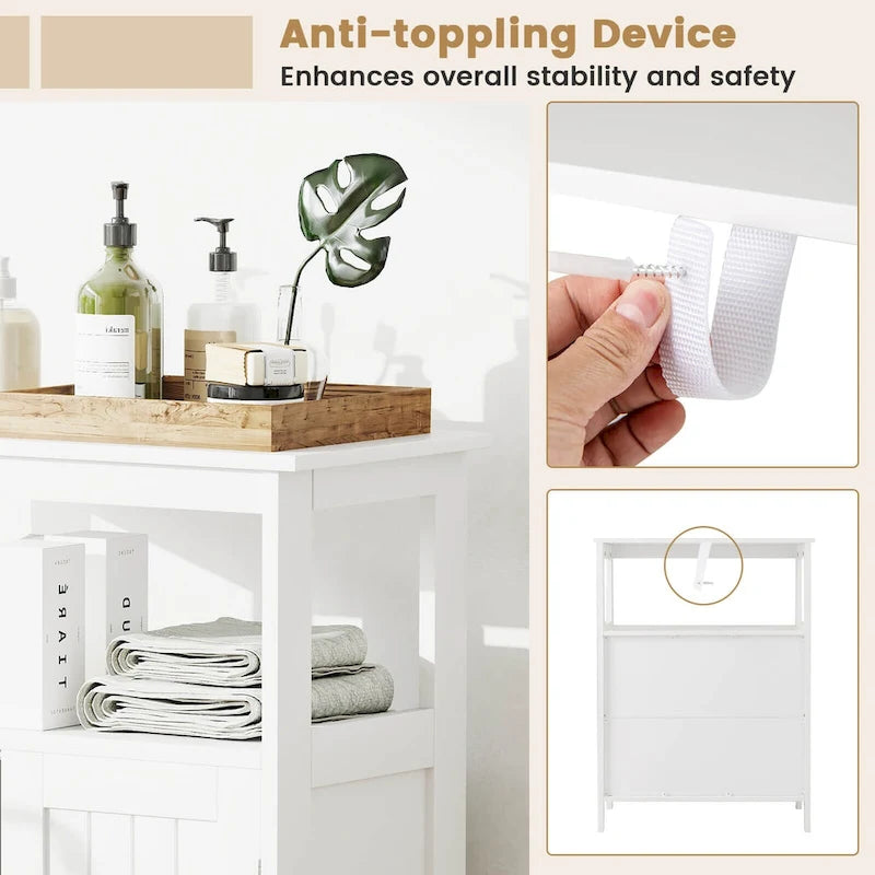 Bathroom Floor Cabinet Freestanding Storage Organizer with 2 - See Details