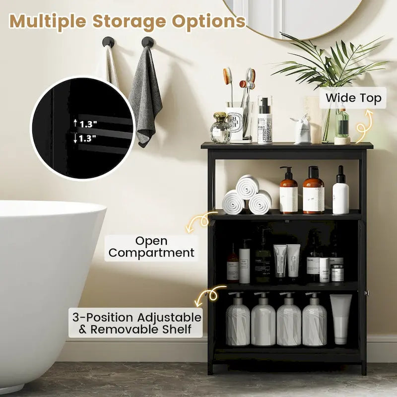Bathroom Floor Cabinet Freestanding Storage Organizer with 2 - See Details