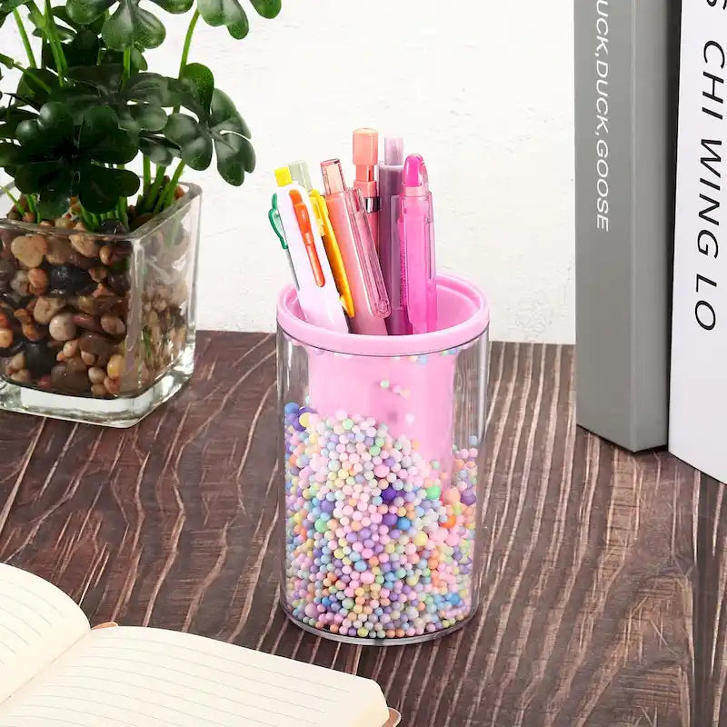 Pencil Holder Acrylic Makeup Brush Holder Cup Storage Stationery Caddy
