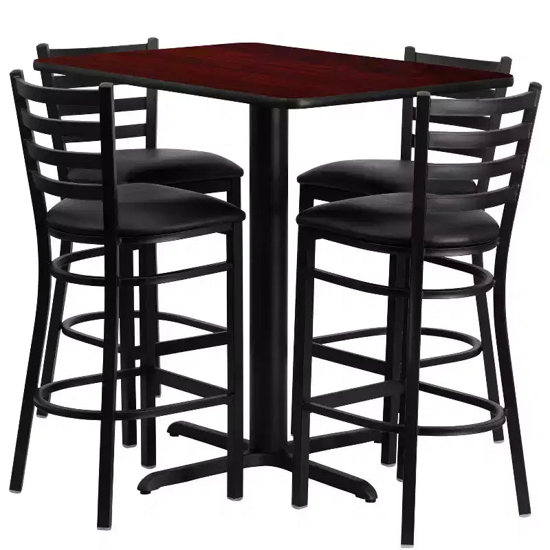 Ensemble table stratifiée rectangulaire Emma et Oliver 24L x 42P et 4 tabourets à dossier échelle